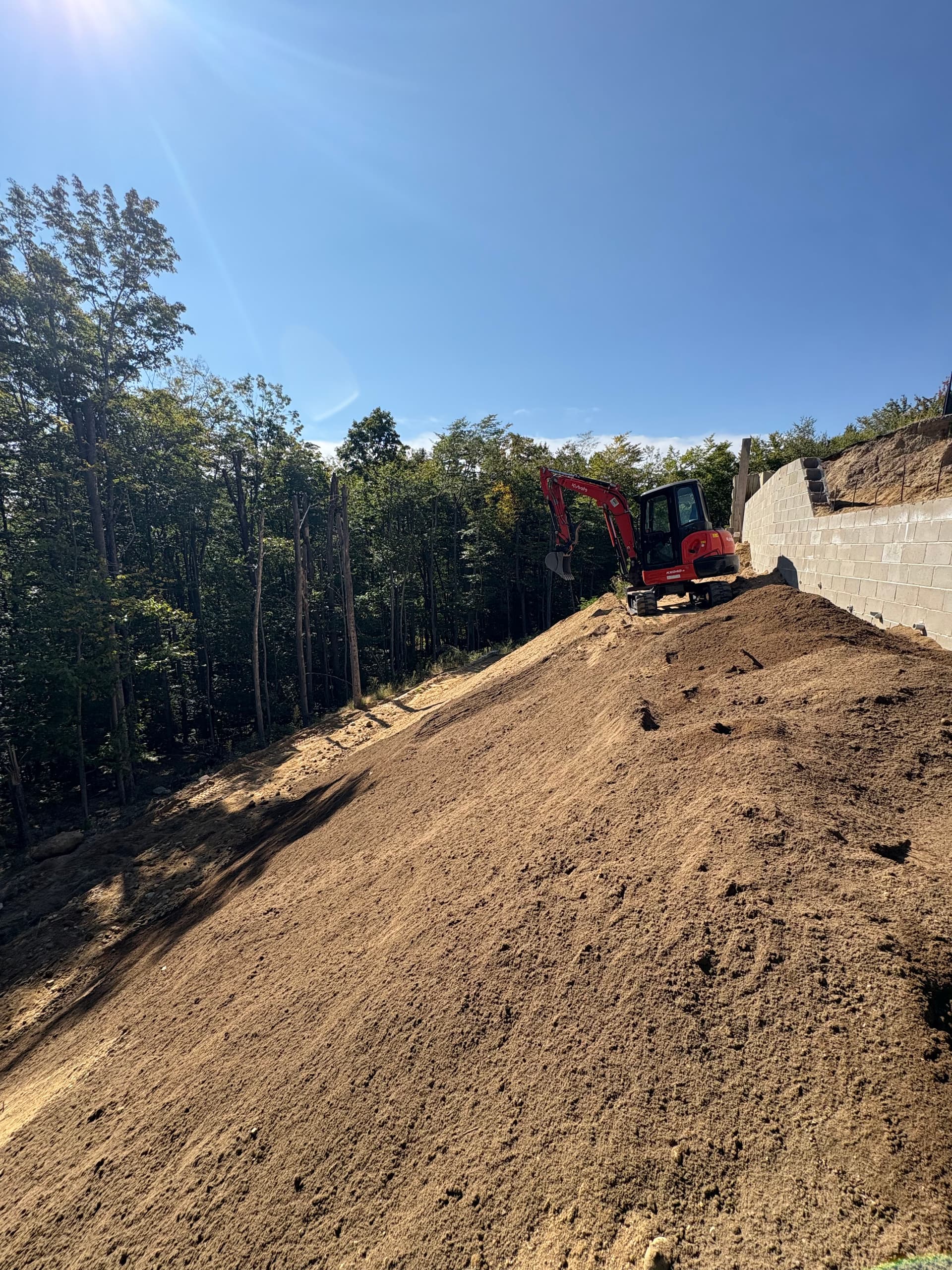 Gallery photos for Steep Slope Regrading and Retaining Wall Build in North Conway: Image #1